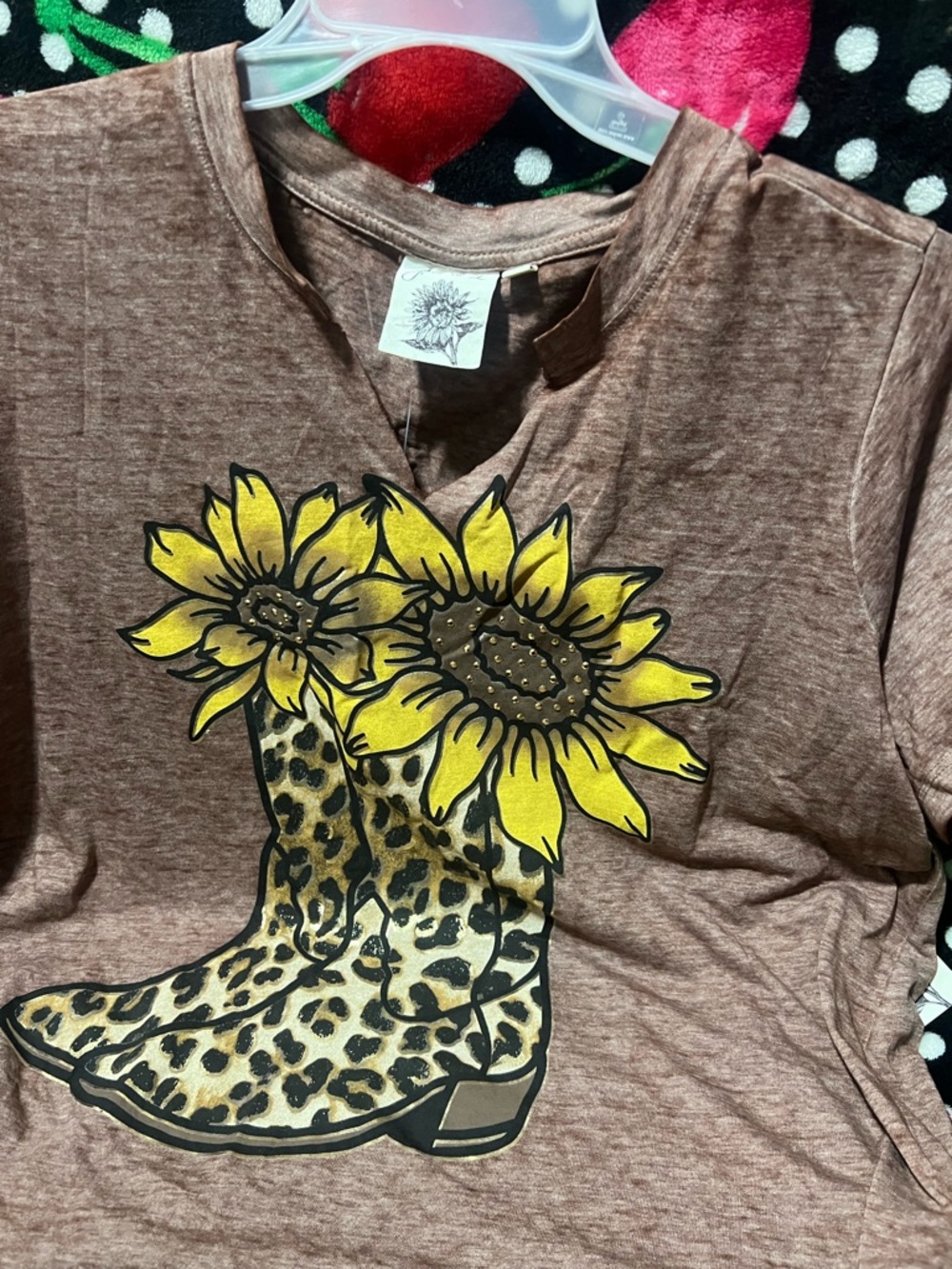 Sunflower Cowboy Boot Graphic Tee - Brown
